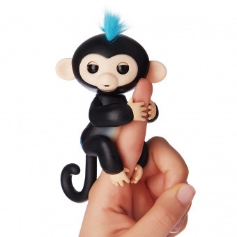 Интерактивная обезьянка ФИНН (черная), 12см